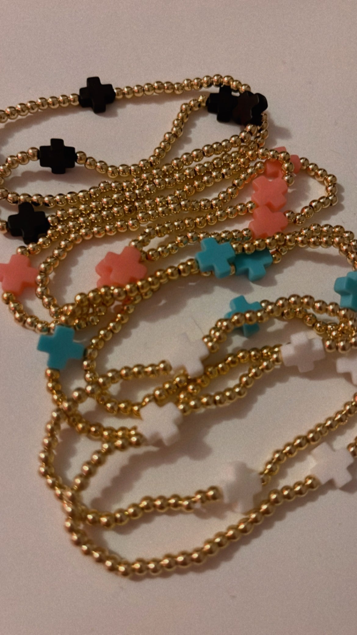 Signature cross 3mm bead bracelet